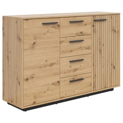 Kommode - Artisan Eiche - schwarz - Softclose - 134 cm Sideboard Kommode TV - Bild 1 von 4