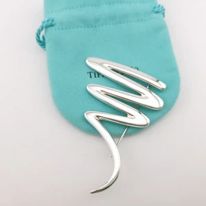 Tiffany & Co. Sterlingsilber Paloma Picasso Zick-Zack-Gekritzel 2,75" Zoll Brosche Anstecknadel - Bild 1 von 10