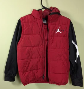 Jordan Ragazzo Therma-Fit Puffer Jacket Taglia Media 10-12Y Rosso/Nero Felpa con Cappuccio - Foto 1 di 13
