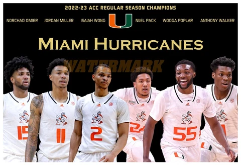 2023 MIAMI HURRICANES REGULAR SEASON ACC CHAMPS 19”x13” POSTER Cover