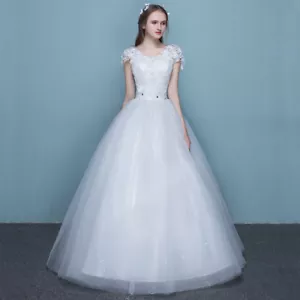 Damen Braut Maxi Hochzeit Kleid Spitze Ball Ballkleid Brautjungfer Prinzessin - Bild 1 von 11