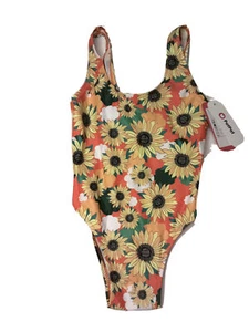 NEW PatPat Swimsuit Girls 7T Sunflower Print One Piece Swim Pool Beach Wear - Picture 1 of 4