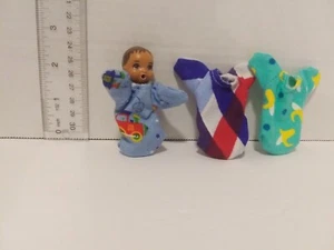 Doll Clothes made to fit 3" Baby doll -3 sleep sac flannel Pajamas E67 - Picture 1 of 2
