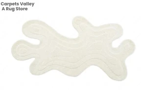 AMOEBA White Hand-Tufted Wool Handmade Area Rug Carpet for Home, Living, Bedroom - Picture 1 of 10