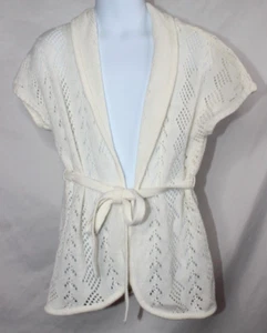 Pull cardigan blanc Epic Threads à col ceinture manches courtes neuf avec étiquettes filles S - Photo 1/8
