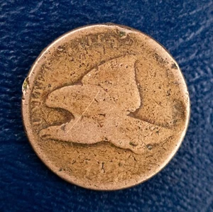 1858 Flying Eagle Cent, Large Letters, G Details, Damaged, Early US Penny A28 - Picture 1 of 2