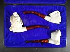 Vintage Akdolu Meerschaum Pipes Set Of Three With Case Never Smoked