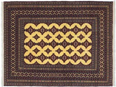 Alfombra Afgana 130x170 Anudada a Mano Beige Geométrica Oriental Pila Corta Foto 1 de 4