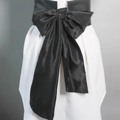 Women Satin Lace Bowknot Belt Waistband Dress Coat Sash Tie Corset Wide Fashion - Image 1 of 4