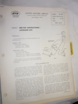 1952 GM electronic eyes service instructions Cadillac Oldsmobile - Image 1 of 2