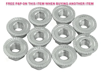 BULK PACK OF 10 BIKE M9 x 1mm THREAD SPINDLE AXLE FLANGED WHEEL NUTS ZINC PLATE - Image 1 of 2