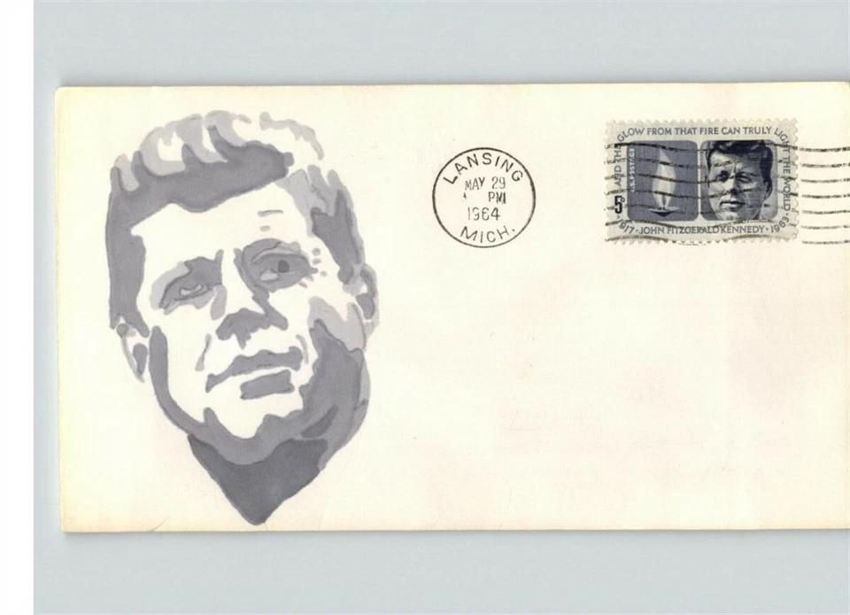 Hand Painted JOHN F. KENNEDY, President, Unofficial Lansing, Michigan FDC # 1 of - Image 1 of 1