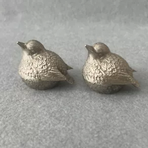 Vintage Pewter Quail Birds Salt & Pepper Shakers Cruets - Picture 1 of 7