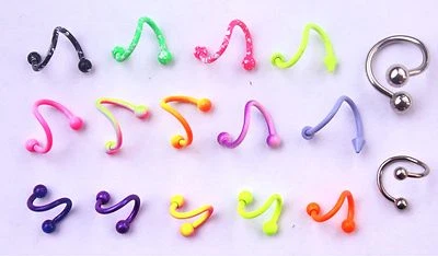 Earring Navel Belly Body Piercing Jewellery Spiral Twisted Circular Ring Barbell - Image 1 of 4