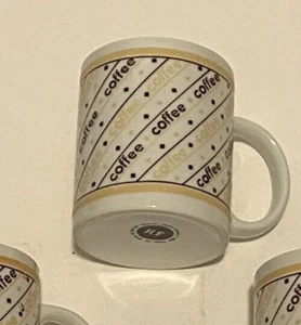 Vintage Retro 1990 KAFFEETASSEN - HF Houston Foods Braun Gold Weiß - Bild 1 von 2