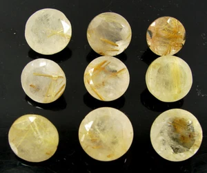 Lote de 9 piezas de piedras preciosas de cuarzo rutilo dorado natural de 64,70 quilates corte redondo 11-13 mm - 63730 - Imagen 1 de 5
