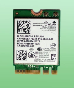 Intel double bande AC3160 modèle 3160NGW 433 Mbit/s 802,11ac Bluetoth4,0 NGFF 028D9J - Photo 1/1