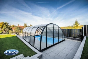 Poolüberdachung Schwimmbeckenüberdachung Monaco Future PK8mm vormontiert L:8,60m - Bild 1 von 15