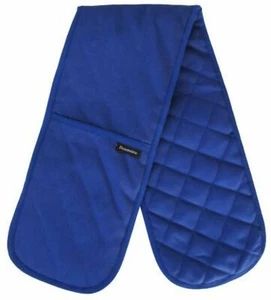 Guante de horno de dos manos 100 % algodón liso y simple en azul - Imagen 1 de 1