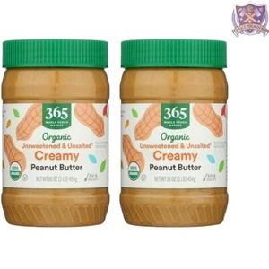 Nutritious Organic Peanut Butter, No Sugar or Salt Added - 16oz Jars, Pack of 2 - Picture 1 of 2