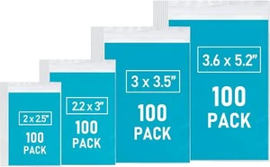 Small Plastic Bags, 400 PCS Mini Baggies, 4 Assorted Sizes, Transparent Jewelry - Picture 1 of 8
