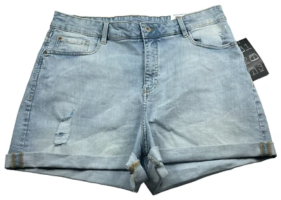 Pantalones Cortos International Concepts Mujer Talla 16 Azul Lavado Claro Denim Elastizados Nuevos Foto 1 de 4