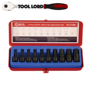 Genius Tools 10 Piece 3/8” Drive Metric Hex Allen Key Impact Socket Set TH-310M - Picture 1 of 3