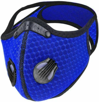 Mascarilla facial reutilizable válvulas respiratorias deportes ciclismo aire libre filtro de carbón activo Foto 1 de 4