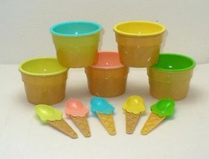 Eisbecher - Set in Waffel Optik ~ incl. Löffel ~ Kunststoff - Bild 1 von 2