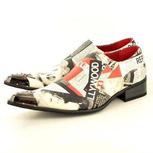 Mens Retro Marilyn Monroe Print Vintage Slip On Shoes Leather Lined UK Size 6-12 - Picture 1 of 18