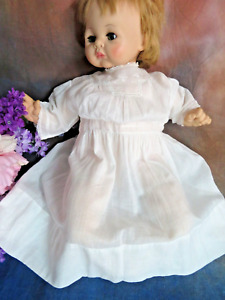 ORIGINAL 1900 Antique DOLL DRESS white BATISTE embroidery PIGEON front 24-28"