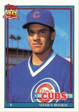 1991 Topps Baseball Shawn Boskie Chicago Cubs #254
