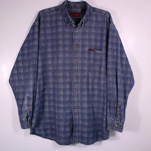 Wolverine Shirts Mens Sz XL Blue Flannel Plaid Western Camping Work 100% Cotton - Picture 1 of 11