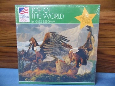 Top Of The World By Greg Beecham 1000 Pieces Bald Eagle Bird Nest Mountain Range - Image 1 of 4
