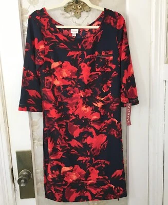 Merona Women's Navy & Red  Floral Print Shift Dress- Size XS,NWT - Image 1 of 4