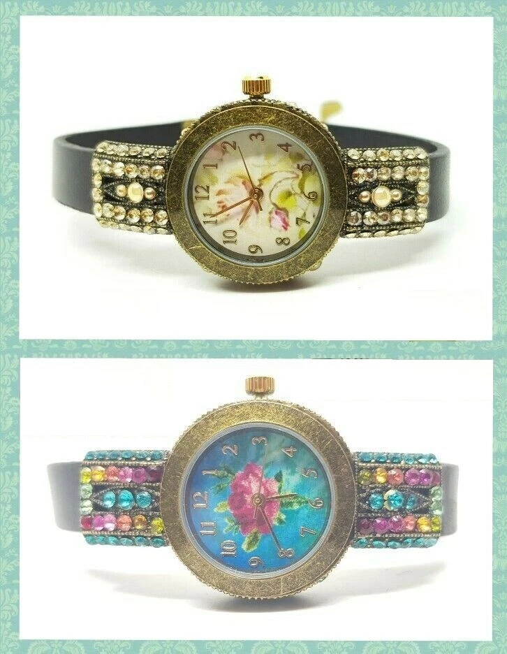 Reloj Michal Negrin Cristal Elegantes Rosas Raro Hecho en Israel Foto 1 de 1