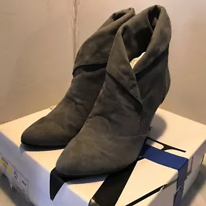 WESTIES GRAY SUEDE SLIP ON HEEL BOOTS WOMENS 8.5 M NIB RARE - Picture 1 of 7