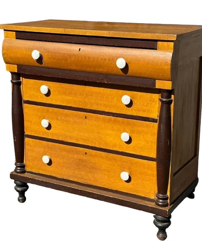 antique paint decorated pa sheraton chest of drawers mustard 1830s dresser clea Cover