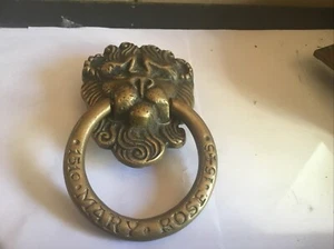 Vintage massiver Messing Löwenkopf Türklopfer mit Mary Rose 1510-1545 5 3/4" hoch - Bild 1 von 5