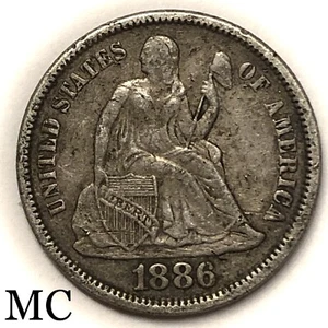 1886 Seated Liberty Dime Solid XF. Type Coin - Picture 1 of 2