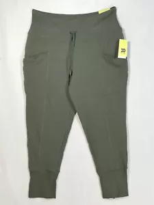 All In Motion Jogger Pants Womens XXL Elastic Ribbed-Waist High-Rise Green - Picture 1 of 15