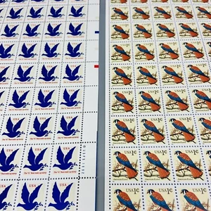 USPS Stamps Full Sheets 90’s American Kestrel 1 Cent & Peace Dove “G” Make Up - Picture 1 of 17