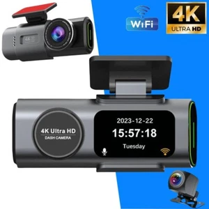 4K Dual Dash Cam Built-in WiFi Night Vision Front Rear and Inside Car Camera - Picture 1 of 12