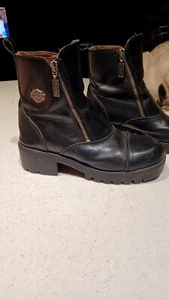 Harley-Davidson Amherst Moto Biker Motorcycle Riding Chunky Y2K Boots Sz 7 - Picture 1 of 14