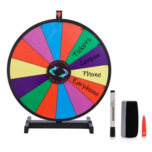 24" Prize Wheel 14 Slots Spinning with Stand Dry Erase Fortune Game Carnival - Picture 1 of 6