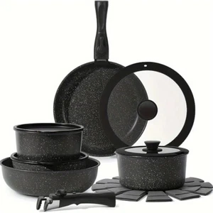 15Pcs Pots and Pans Set Nonstick Cookware Set Detachable Handle Induction US - Picture 1 of 20
