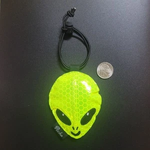 Hanging Reflector Neon Alien Handmade By @PuchaCreations For Bicycles And Bags - Picture 1 of 2