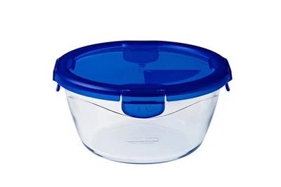 Pyrex Cook&Go Teglia Multiuso Tonda con Coperchio ermetico, TrasparenteYBlu 7lNy - Immagine 1 di 4
