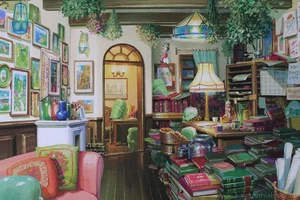 Ghibli Museum POSTCARD "A NICE PLACE TO MEET" Yoshida Noboru Art Framed - Picture 1 of 5