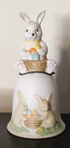 Easter Bunny Basket Eggs Ceramic Bell - Picture 1 of 6